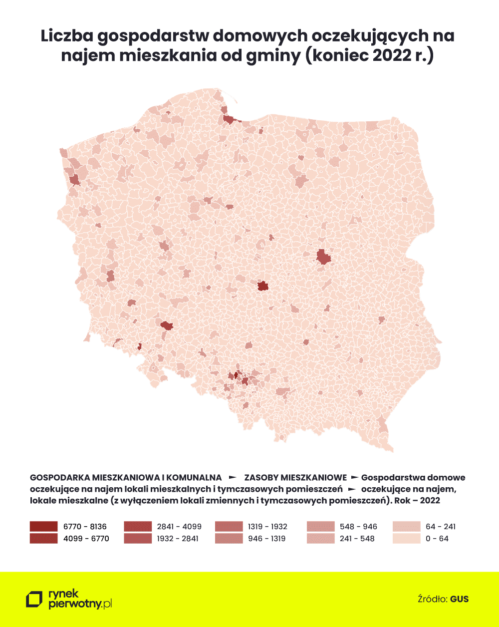 Długie kolejki po mieszkanie od gminy - mapa dysproporcji w skali Polski
