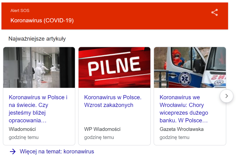 jak Polacy szukają informacji o koronawirusie w Google