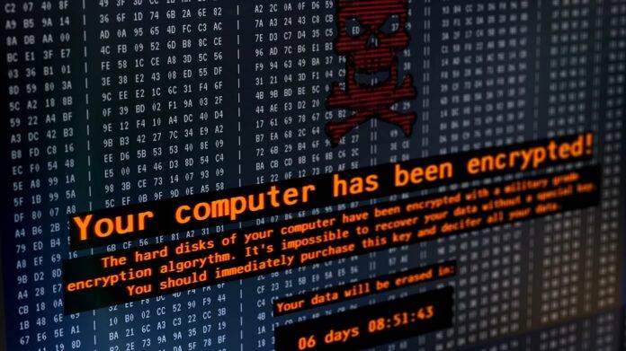 Petya virus message on computer screen, cyberattack, hackers demanding money